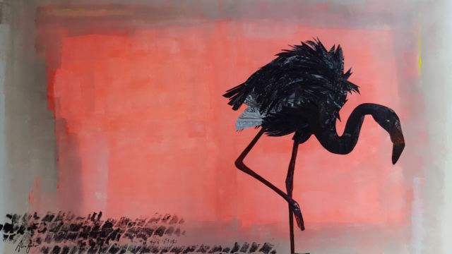 Fin de Journée - 81x116 cm - Acrylique & papier sur toile