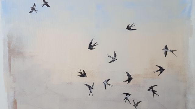 Le Grand Départ - 81x100 cm - Acrylique & papier sur toile